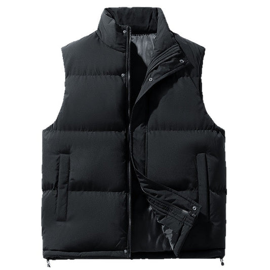 Men's Plus Size Stand Collar Sleeveless Waistcoat Warm Down Cotton Vest