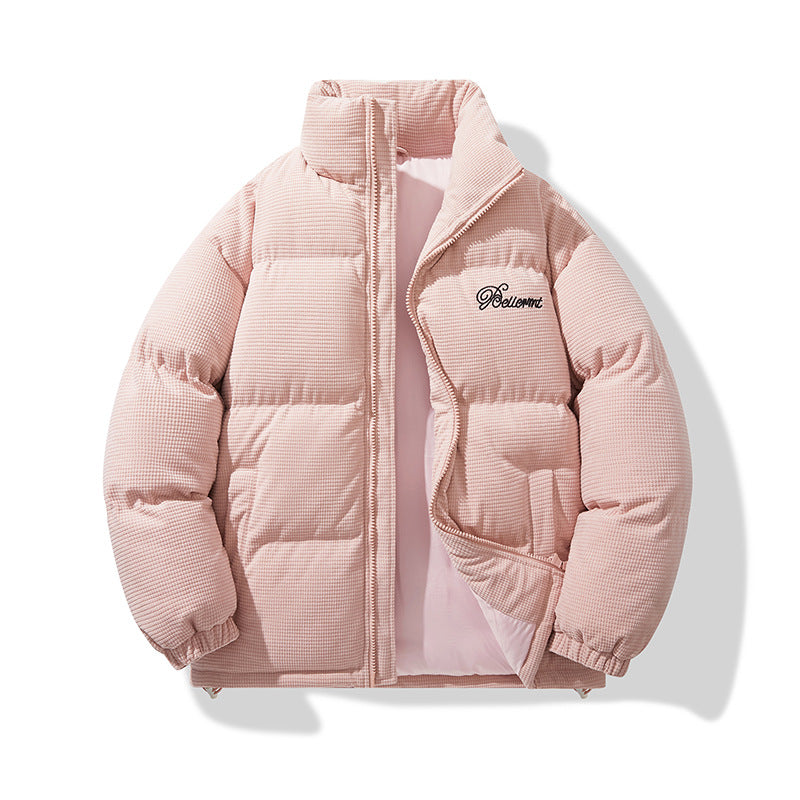 Men's Winter American-Style Retro Stand-Up Collar Embroidered Cotton Padded Jacket