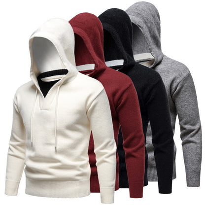 Men's Velvet Thickened Fake Two Pieces Hooded Sweater