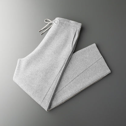 Seamless Hoodie Pure Wool Men's Knitted Pants With Drawstring Two-piece Set
