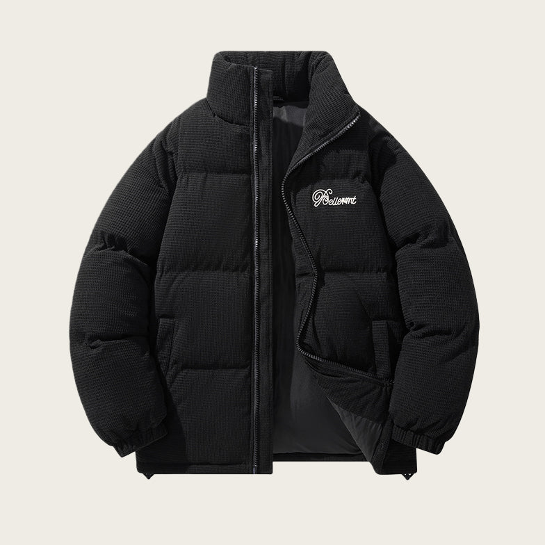 Men's Winter American-Style Retro Stand-Up Collar Embroidered Cotton Padded Jacket