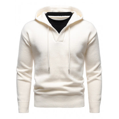 Men's Velvet Thickened Fake Two Pieces Hooded Sweater