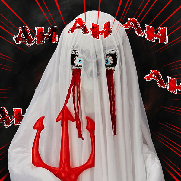 4.3ft Halloween Decorations Outdoor Life Size Animatronics Ghost With Trident, Sound-Actived Party Decor With Green Lights And Creepy Sound, Scary Haunted House Props For Garden Yard Lawn