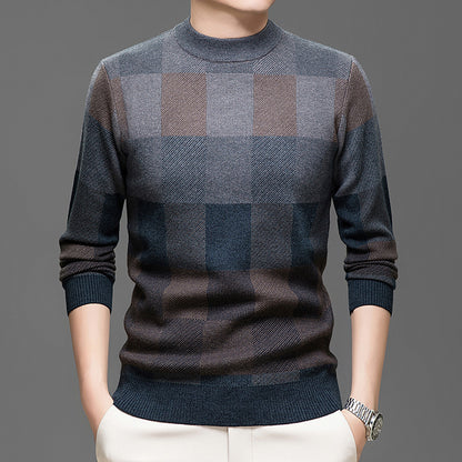 Men's Knitting Sweater Middle-aged Pullover Crew Neck Casual Bottoming Shirt