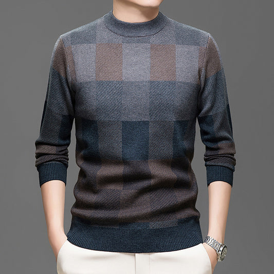 Men's Knitting Sweater Middle-aged Pullover Crew Neck Casual Bottoming Shirt