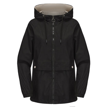 New Hooded Solid Color Trench Coat For Women